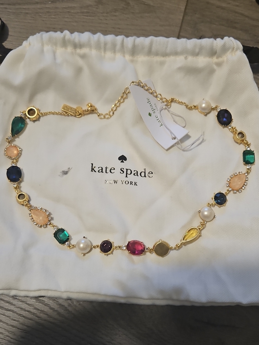kate spade Gold Multicolor Gemstone & Pearl Necklace